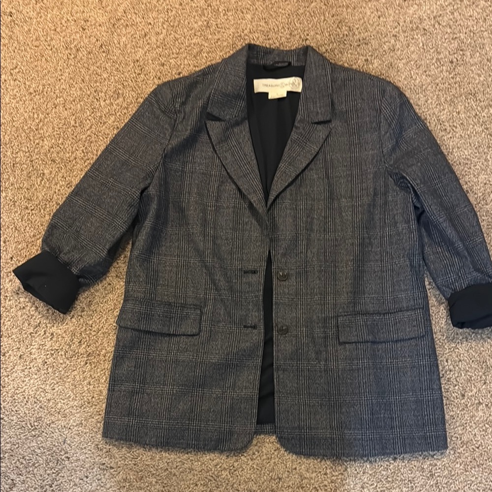 Treasure & Bond Blue Plaid Blazer